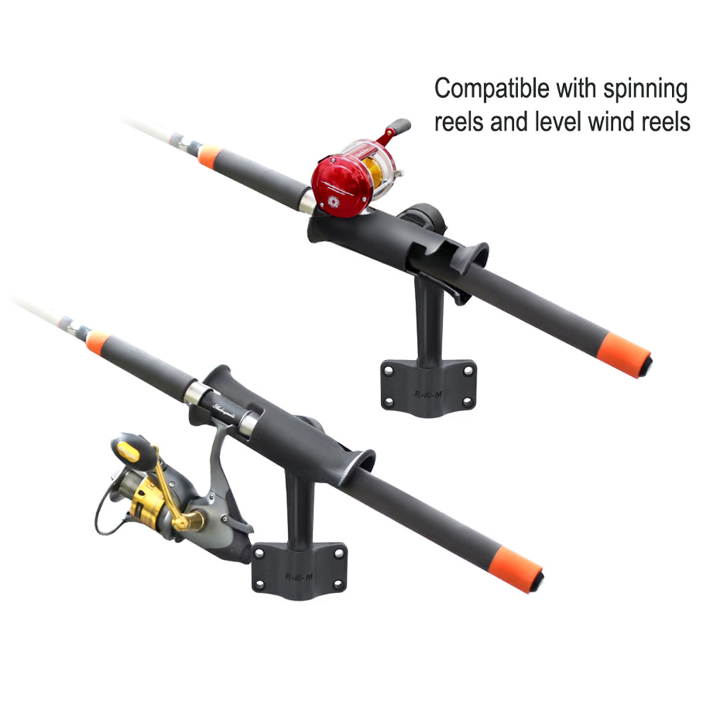 RAM Mount RAM Tube Jr Fishing Rod Holder wShort 4 Length Post Spline  Bulkhead Mounting Base RAP390SBU