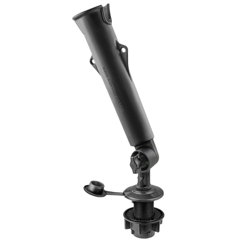 RAM Mount RAM ToughTube Fishing Rod Holder w3 Length Spline Post  Round Flush Mounting Base RAP394SSFMTU