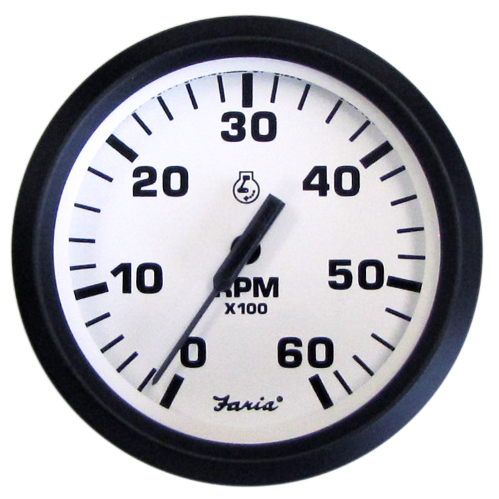 Faria Euro White 4 Tachometer  6000 RPM Gas Inboard  IO 32904