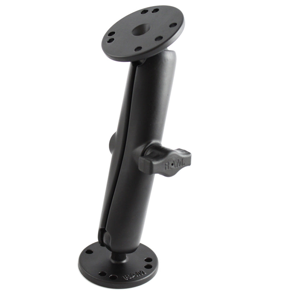 RAM Mount 1 Diameter Ball Mount wLong Double Socket Arm  225 Round Bases  AMPS Hole Pattern 7516 Length RAMB101UC