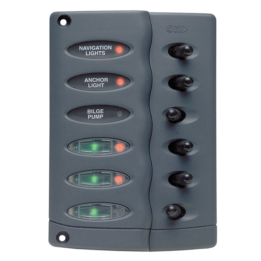 BEP Contour Switch Panel  Waterproof 6 Way wPTC Fusing CSP6PTC