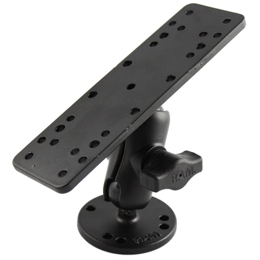 RAM Mount 1 Diameter Ball Mount wShort Double Socket Arm  625 x 2 Rectangle Base  25 Round Base AMPS Pattern RAMB111UA