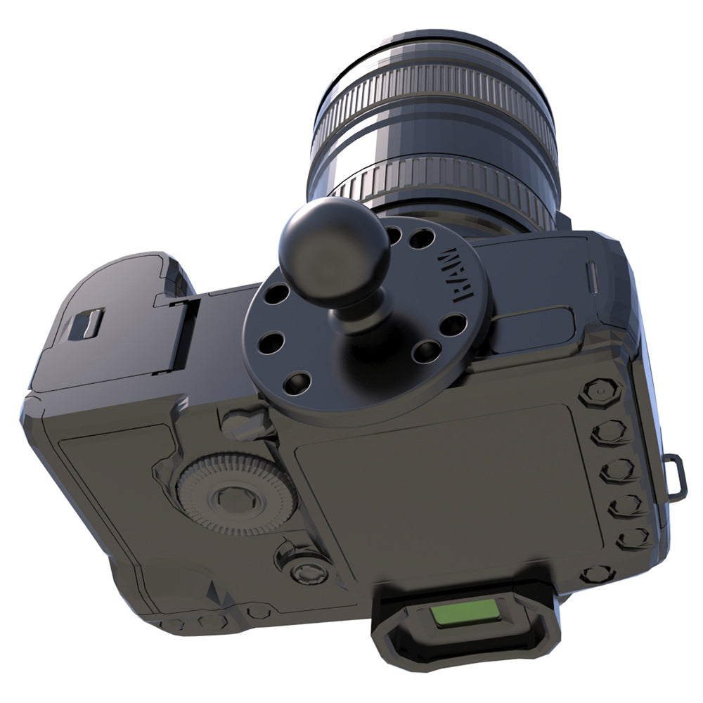 RAM Mount Strap Clamp Roll Bar Mount wStandard Length Double Socket Arm  25 Round Base w1420 Male Threaded Post