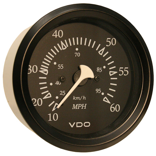 VDO Cockpit Marine 85mm 338 60 MPH Pitot Speedometer  Black DialBezel 26011795