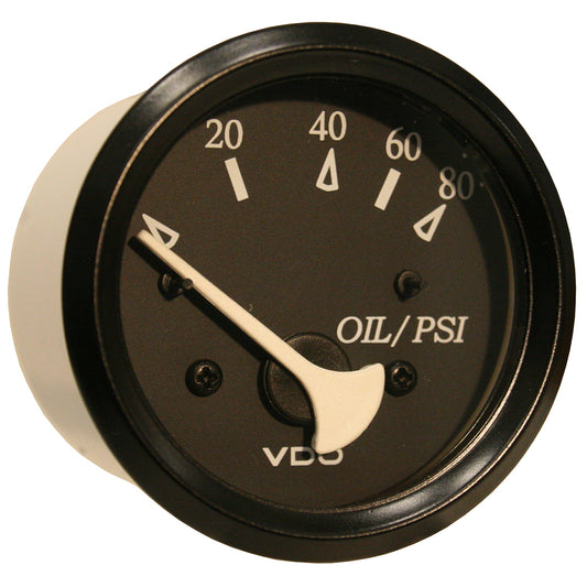 VDO Cockpit Marine Oil Pressure Gauge  80 PSI  Black DialBezel 35011800