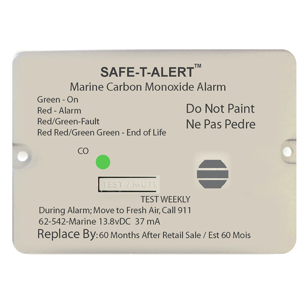SafeTAlert 62 Series Carbon Monoxide Alarm wRelay  12V  62542MarineRLYNC  Flush Mount  White 62542MARINERLYNC