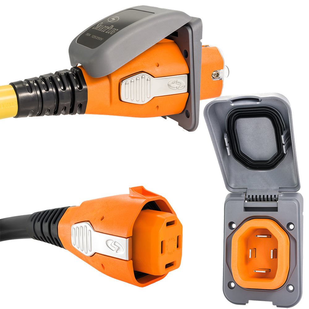 SmartPlug 50 AMP Inlet  Female Cord Connector Combo  Grey B50ASSYPG