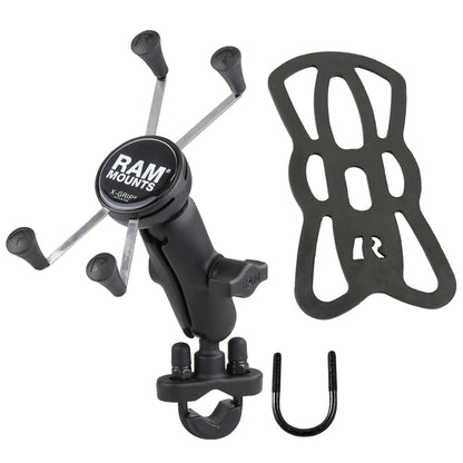 RAM Mount Handlebar Rail Mount wZinc Coated UBolt Base  Universal XGrip Large PhonePhablet Cradle RAMB149ZUN10U