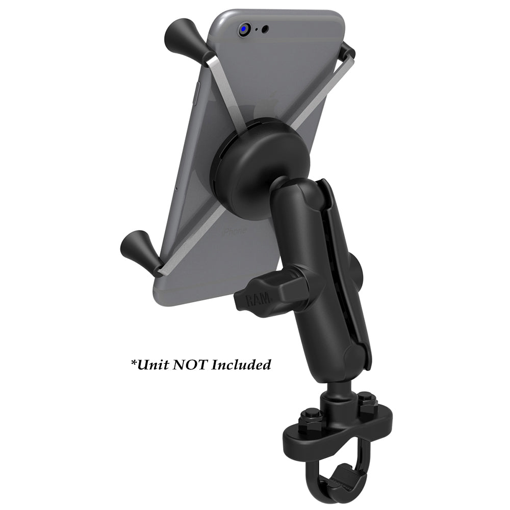 RAM Mount Handlebar Rail Mount wZinc Coated UBolt Base  Universal XGrip Large PhonePhablet Cradle RAMB149ZUN10U