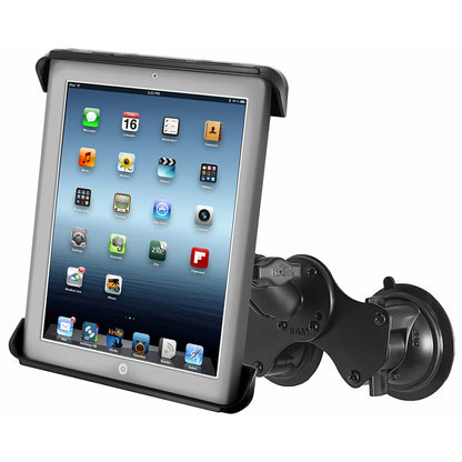 RAM Mount Double TwistLock Suction Cup Mount wTabTite Universal Spring Loaded Cradle fApple iPad 14 wor wo Light Duty