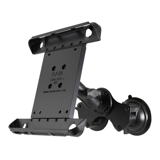 RAM Mount Double TwistLock Suction Cup Mount wTabTite Universal Spring Loaded Cradle fApple iPad 14 wor wo Light Duty