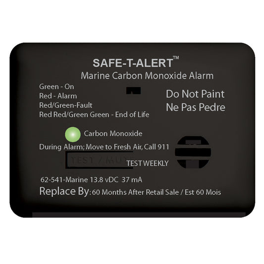 SafeTAlert 62 Series Carbon Monoxide Alarm  12V  62541Marine  Surface Mount  Black 62541MARINEBL