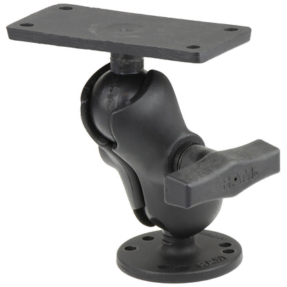 RAM Mount 15 Ball Mount w25 Round Base Short Arm  2 x 4 Plate fHumminbird Helix 7 Only RAM20224B202U