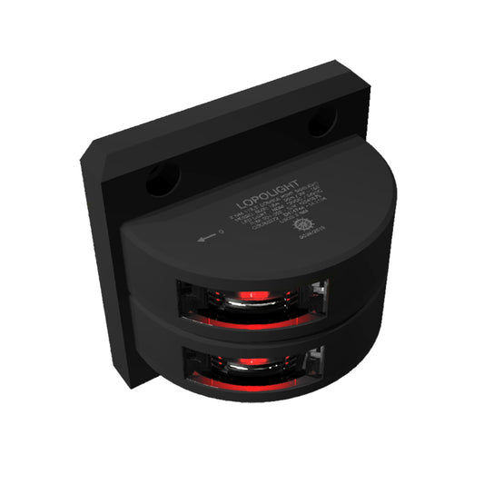 Lopolight Series 301002  Double Stacked Port Sidelight  2NM  Vertical Mount  Red  Black Housing 301002STB