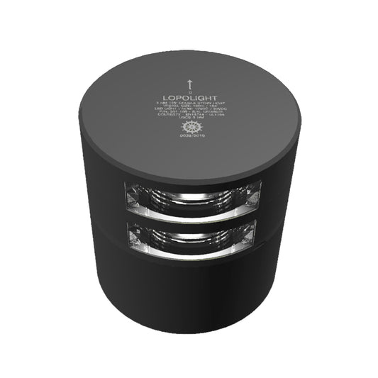 Lopolight Series 301106  Double Stacked Stern Light  3NM  Horizontal Mount  White  Black Housing 301105STB
