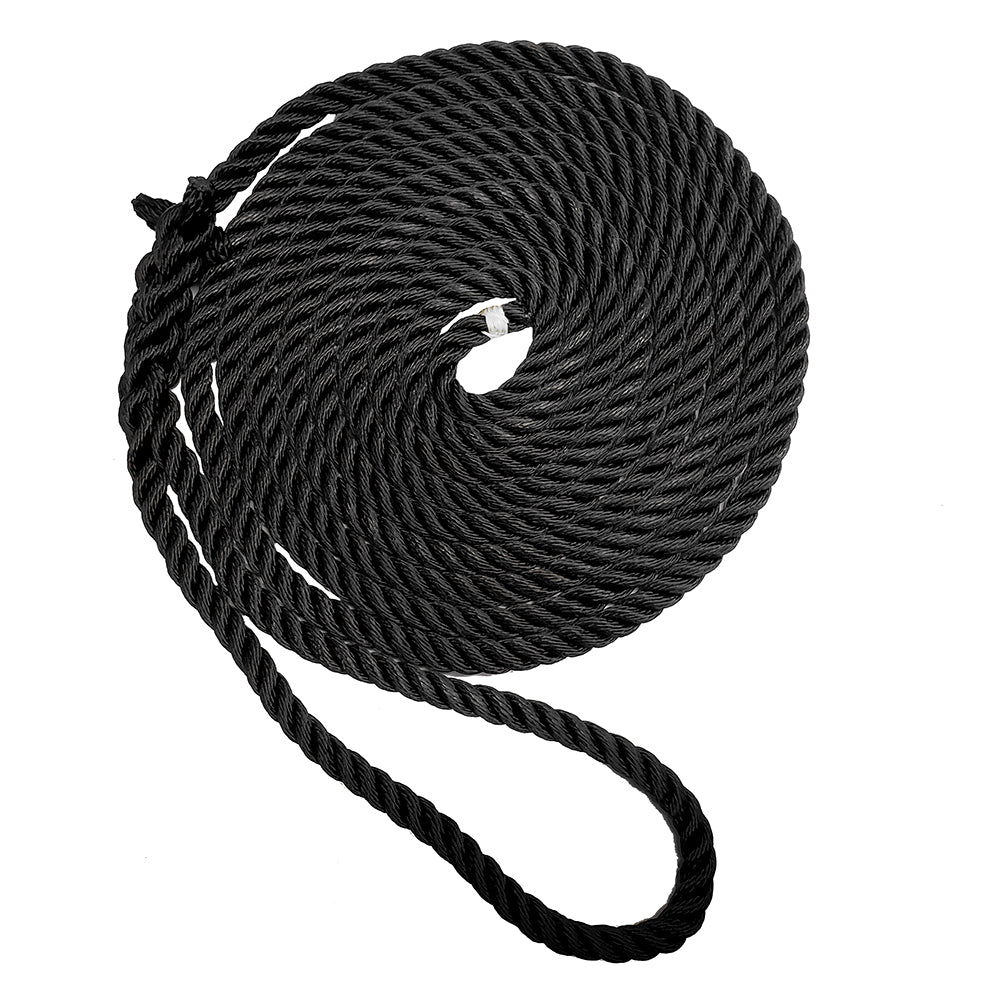 New England Ropes 34 Premium 3Strand Dock Line  Black  50 C60542400050