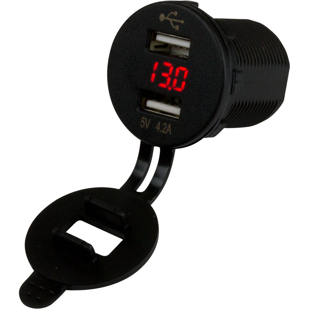 SeaDog Dual USB SocketVoltmeter wHidden Display 4265171