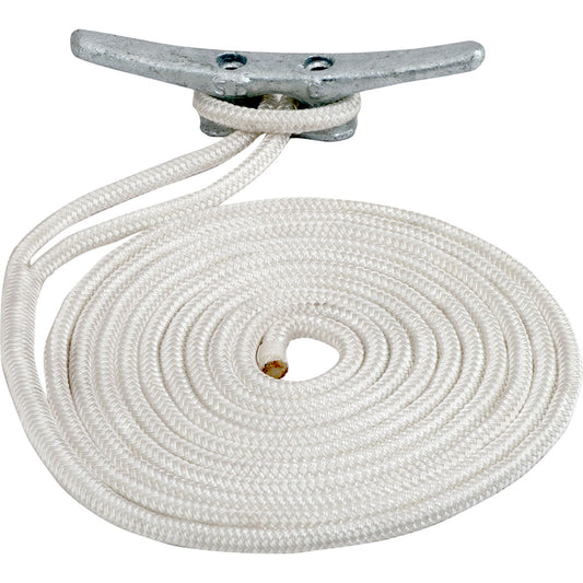 SeaDog Double Braided Nylon Dock Line  12 x 25  White 302112025WH1