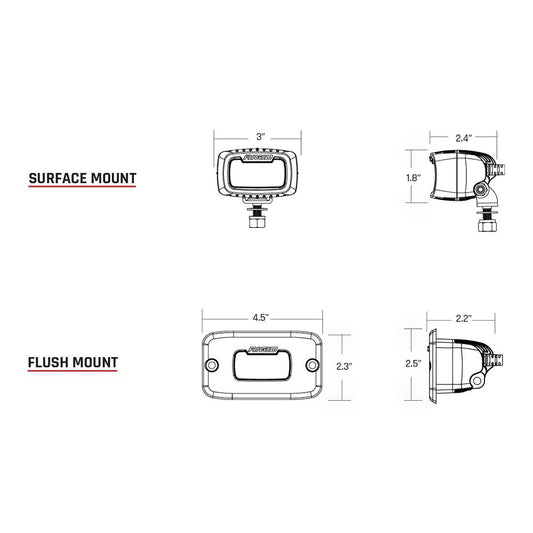 RIGID Industries SRM Series Pro Diffused Flush Mount  Black 922513