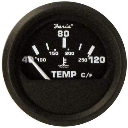 Faria Euro Black 2 Water Temperature Gauge  Metric 40 to 120 C 12814