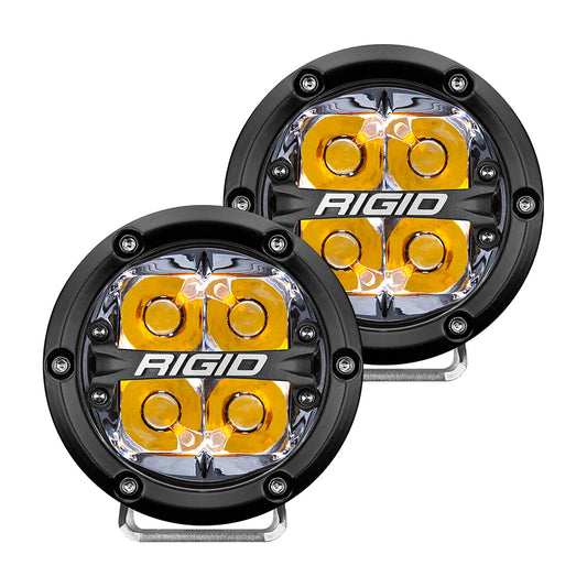 RIGID Industries 360Series 4 LED OffRoad Spot Beam wAmber Backlight  Black Housing 36114