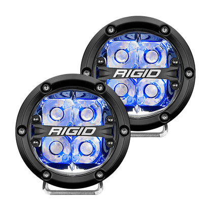 RIGID Industries 360Series 4 LED OffRoad Spot Beam wBlue Backlight  Black Housing 36115