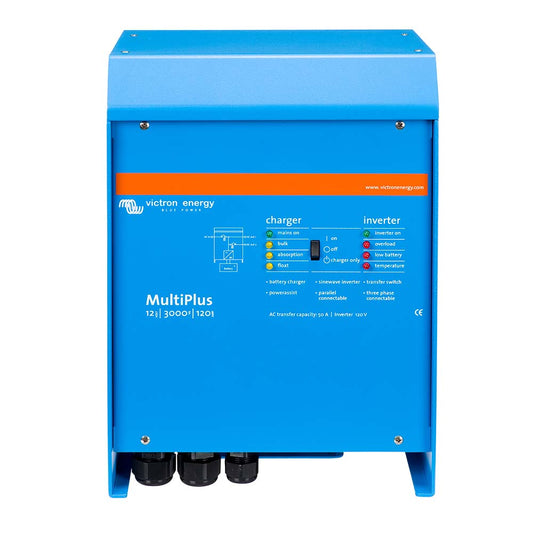 Victron MultiPlus InverterCharger 12 VDC  3000W  120vAC w120AMP Battery Charger  50AMP Transfer Switch PMP123021102