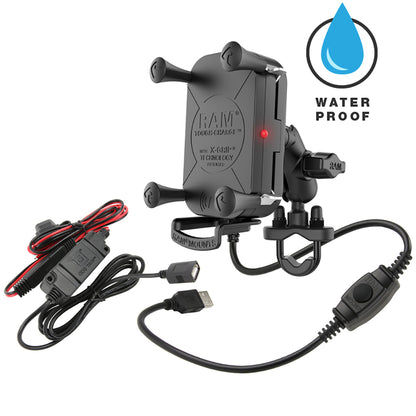 RAM Mount ToughCharge Waterproof Wireless Charging Motorcycle Mount RAMB149ZAUN12WV7M