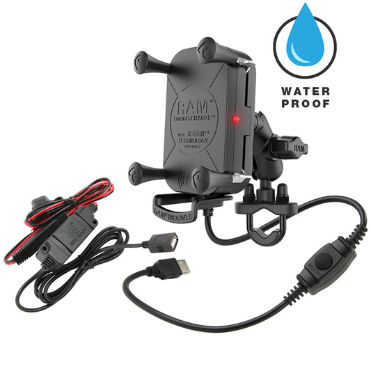 RAM Mount ToughCharge Waterproof Wireless Charging Motorcycle Mount RAMB149ZAUN12WV7M