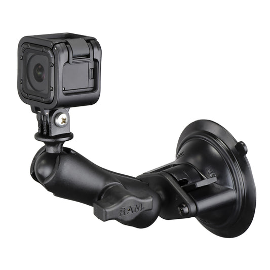 RAM Mount RAM TwistLock Suction Cup Mount wUniversal Action Camera Adapter RAMB166GOP1U