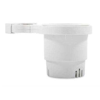 Camco ClampOn Rail Mounted Cup Holder  Large for Up to 2 Rail  White 53083