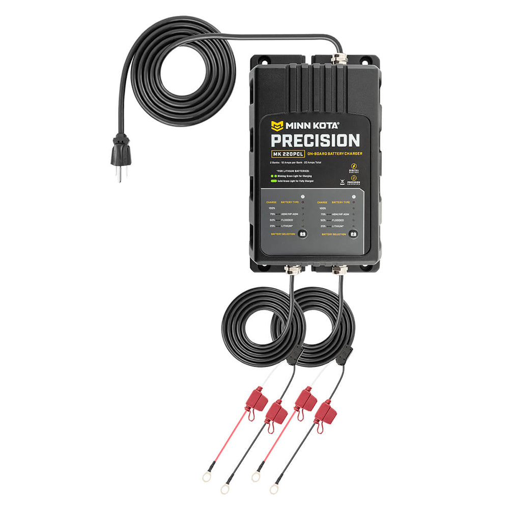 Minn Kota OnBoard Precision Charger MK220 PCL 2 Bank x 10 AMP LI Optimized Charger 1832201