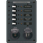 Blue Sea 8120  5 Position 12V Panel wDual USB  12V Socket 8120