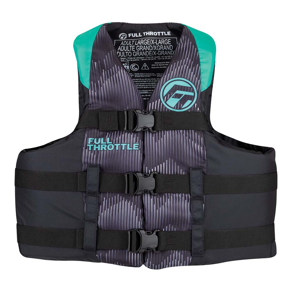 Full Throttle Adult Nylon Life Jacket  LXL  AquaBlack 11220050505022