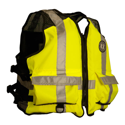 Mustang High Visibility Industrial Mesh Vest  Fluorescent YellowGreenBlack  SmallMedium MV1254T3239SM216