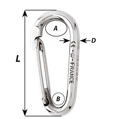 Wichard Symmetric Carbine Hook Without Eye  Length 80mm  516 02335