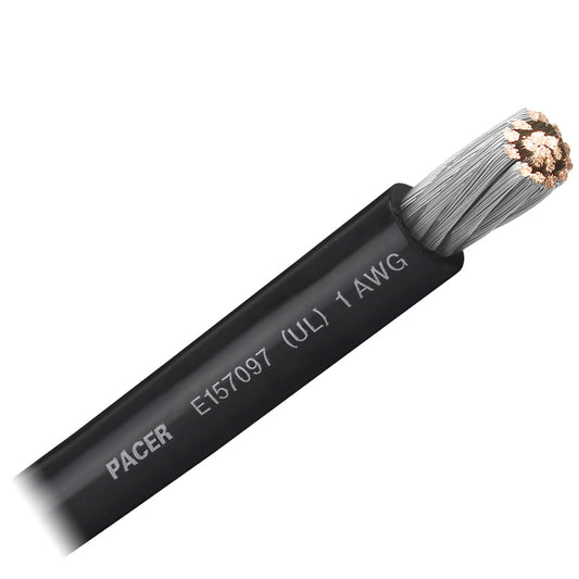 Pacer Black 1 AWG Battery Cable  Sold By The Foot WUL1BKFT