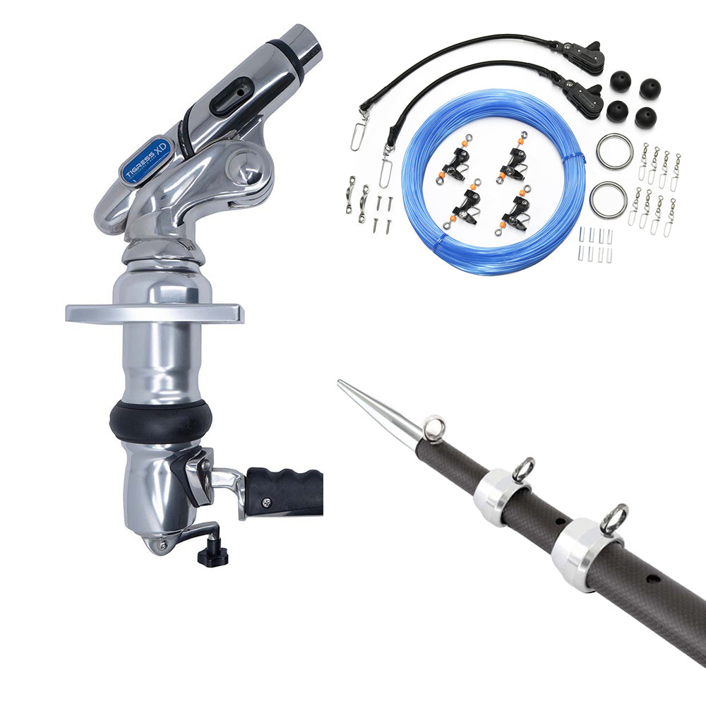 Tigress XD Crank Top Mount System  18  Carbon Fiber XD BlackSilver Outriggers Pro Series Double Rigging Kit 8867903