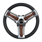 Schmitt Marine Burano Wheel 14 34 Tapered Shaft Burl Polyurethane wStainless Spoke Includes Center CapNut PU10511104R