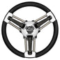 Schmitt Marine Burano Wheel 14 34 Tapered Shaft Black Polyurethane wStainless Spoke Includes Center CapNut PU1051B104R