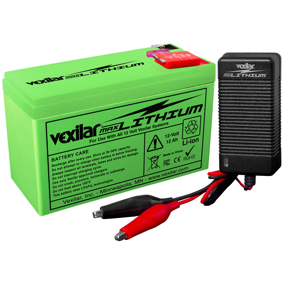 Vexilar 12V  12 AH MAX Lithium Battery wV420L Rapid Charger V220L