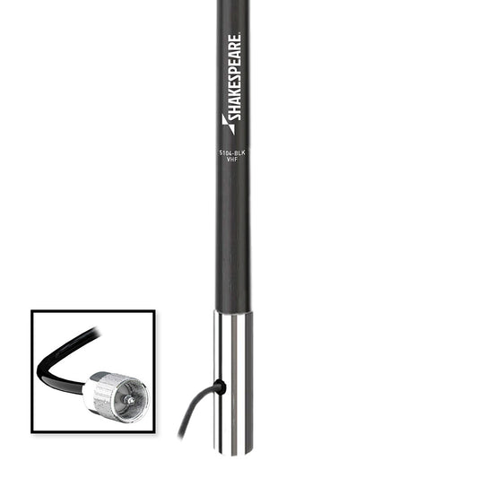 Shakespeare 5104 4 Classic VHF Antenna w15 RG58 Cable  Black 5104BLK