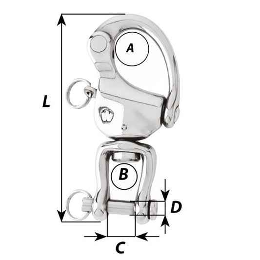 Wichard HR Snap Shackle With Clevis Pin Swivel  120mm Length  42332 02478